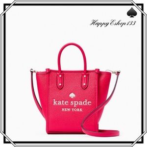 ♠️ Kate spade Ella Signature LOGO Pebbled Leather Mini Tote Bag, Bikini Pink